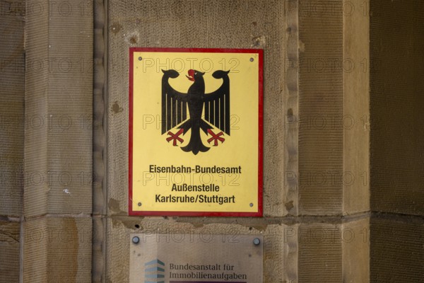 Federal Railway Authority, Branch Office Karlsruhe Stuttgart. Authority sign on a building in