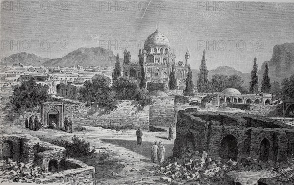 Kandahar, third largest city in Afghanistan. here in 1880, Historical, digital reproduction of an