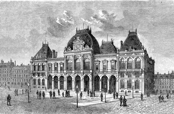 The stock exchange in Le Havre, Normandy, France, in 1850, Historical, digital reproduction of an