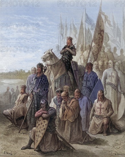 King Louis IX in front of Damietta during his first crusade in 1249, Historical, digitally restored