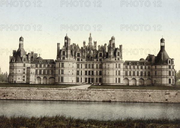 Château de Chambord, France, c. 1890, Historic, digitally restored reproduction from a 19th century