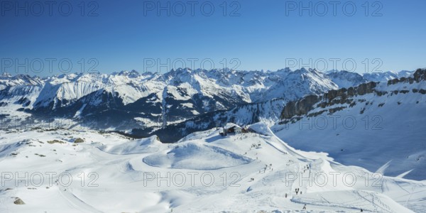 Ifenbahn, mountain station of the Hahnenköpflebahn, Gottesacker plateau, Kleinwalsertal,