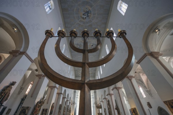 The menorah created by Andreas Moritz, 1981 Interior of St Kilian's Cathedral, Würzburg, Lower