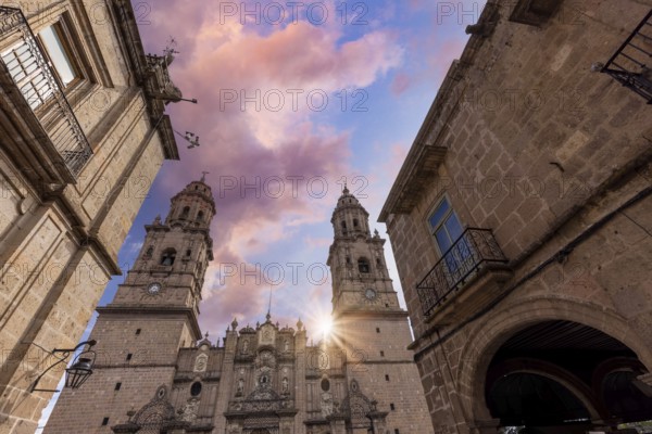 Mexico, Morelia, popular tourist destination Morelia Cathedral on Plaza de Armas in historic