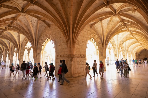 Visitor, Cloister, Hieronymite monastery Mosteiro dos Jerónimos, also Mosteiro de Belém, Belém,