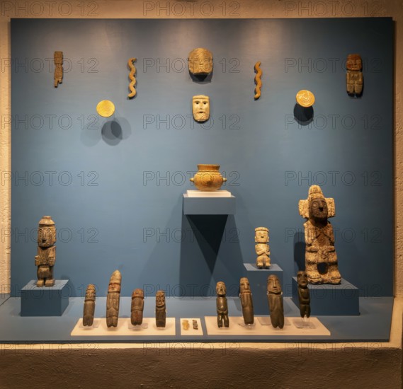 Mexcala style offerings to Tlaloc, god of rain, archaeological site and museum of Templo Mayor,