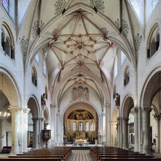 Interior facing east with unstructured half-dome above the apse, St Castor's Basilica, Kastor
