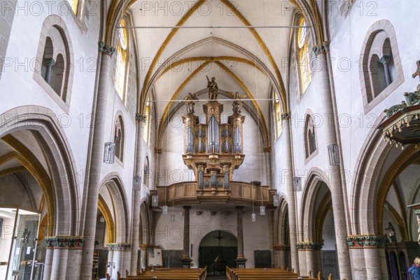 Baroque organ by organ builder Johann Michael Stumm in the interior of the collegiate church of St
