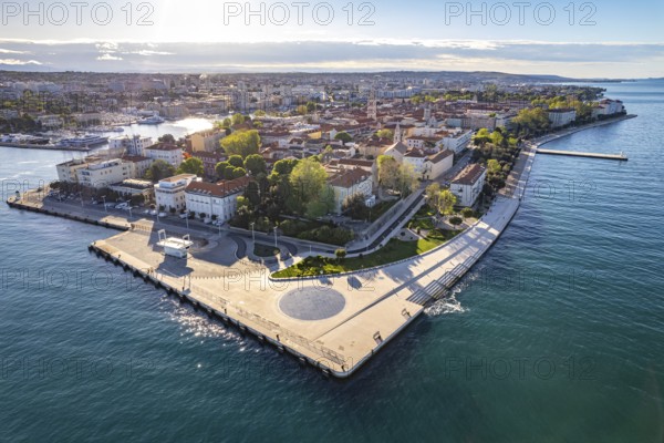 Sea organ, solar installation Greeting to the sun and the old town centre of Zadar seen from the