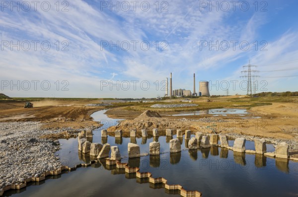 Dinslaken, Voerde, North Rhine-Westphalia, Germany, Emscher estuary into the Rhine. Construction