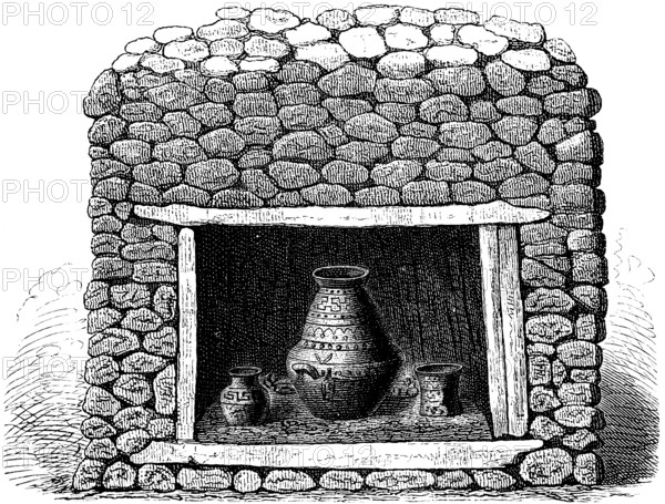Etruscan tomb on the Villanova estate near Bolgna, archaeological excavations discovered about 200
