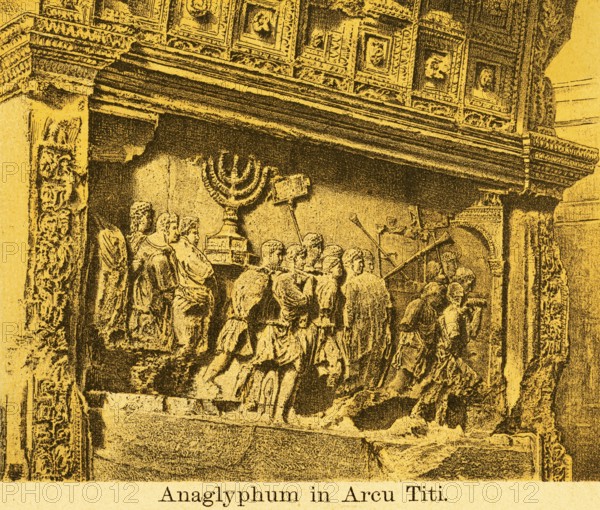 Anaglyphum, three-dimensional relief in the Arcu Titi or Arco di Tito, Arch of Titus, transport of