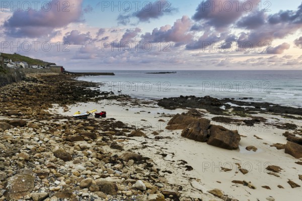 Coastline, bay with rocks and sandy beach, Sennen Cove, Whitesand Bay, Cornwall, England, Great
