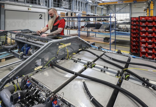 Herten, North Rhine-Westphalia, Germany, Cummins Hydrogenics fuel cell factory. An employee