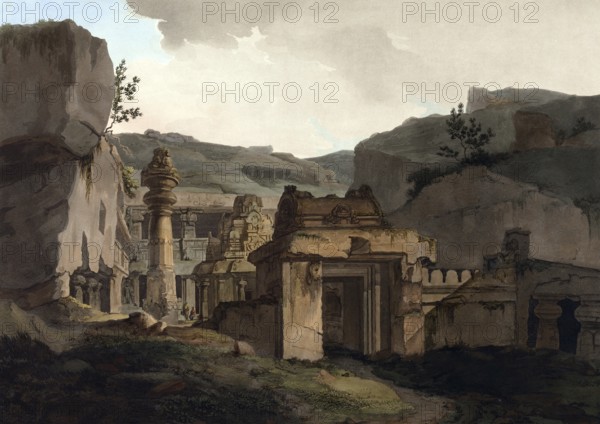 Indra Sabha, a Jain cave north of the Kailash temple in Ellora, known as Indrasabha. It is the