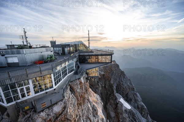 Modern mountain station of the Bavarian Zugspitze railway at the summit of the Zugspitze, at