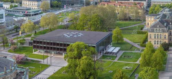 State parliament of Baden-Württemberg, exterior view of the parliament building. City view of