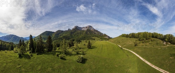 Drone image, Eisenaualm with Schafberg, Osterhorn group, Salzkammergut, Salzburg province, Austria,