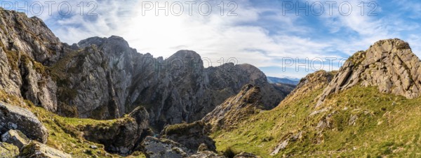 Panoramic view of the top of the Aiako Harria or Peñas de Aya mountain in the town of Oiartzun,