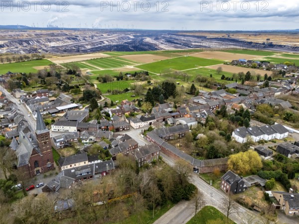 The village of Keyenberg at the Garzweiler II open-cast lignite mining area, the original village