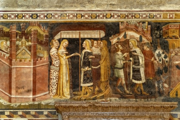 Frescoes in the interior of Trento Cathedral or San Vigilio Cathedral, Trento, Trentino, Italy,