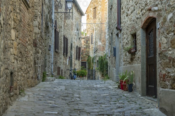 View of a little Street in the little wine town of Montefioralle, Chianti, Florence, Firenze,