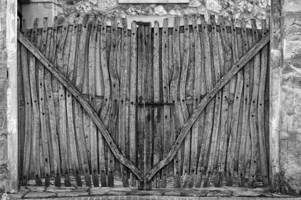 Old wooden Tor tor, black and white, Santa Maria del Camí, Calvià, Majorca, Balearic Islands,
