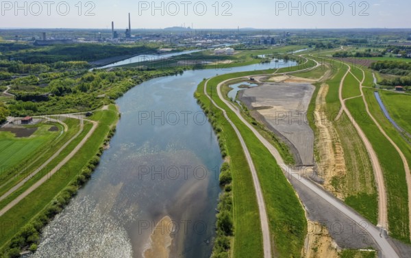 Haltern-Marl, North Rhine-Westphalia, Germany, Lippe, Flood protection in the