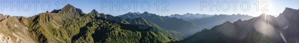 Alpine panorama, view from the Bachlenkenkopf, high mountains, summit of the Venediger group,