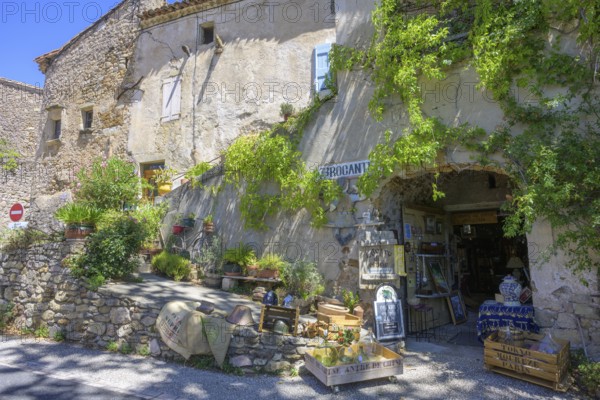 Antique shop in Mourèze, Département Hérault, France, Europe