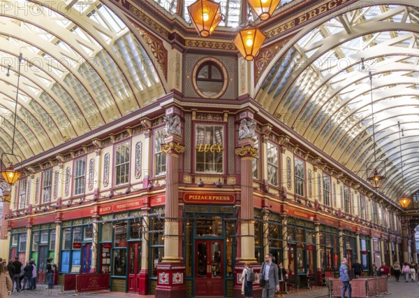 Historic covered shopping arcade Leadenhall Market, City of London, London, England, UK architect