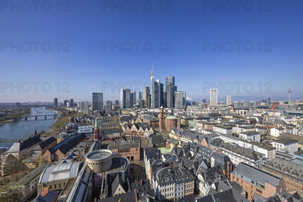 The view from St. Bartholomew's Cathedral takes in Frankfurt city centre and the banking skyline,