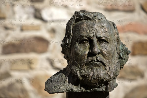 Portrait head Carl Vogt by Thomas Duttenhoefer, bronze, green patina, Giessener Köpfe, Altes