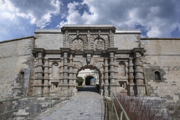 Fortress portal of the Hohenzollern fortress Wülzburg, a historic Renaissance fortress, built