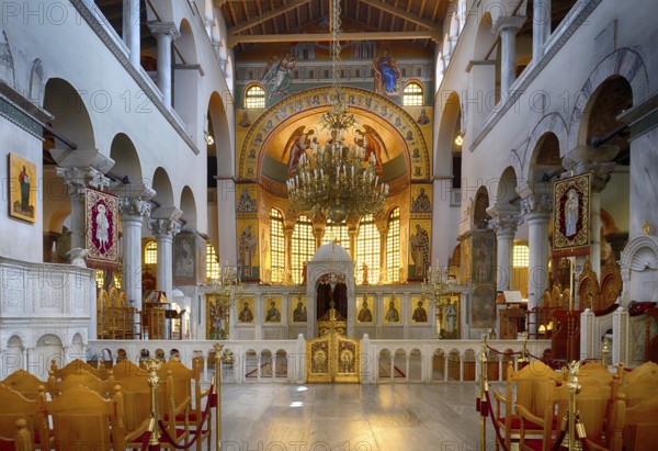 Interior view of Hagios Demetrios Church, also known as Agios Dimtrios or Demetrios Basilica,