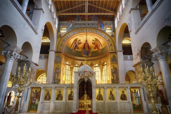 Interior view of Hagios Demetrios Church, also known as Agios Dimtrios or Demetrios Basilica,