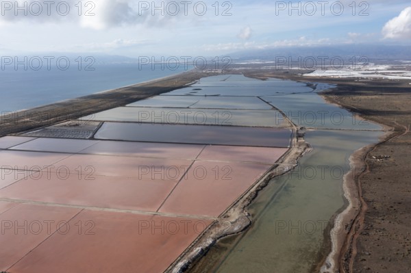 Salt ponds in the salt works, Las Salinas de Cabo de Gata, Almeria, Andalusia, Spain, Europe