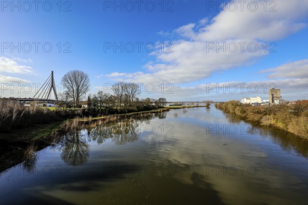 Lippe, flood in the renaturalised floodplain area at the mouth of the Lippe into the Rhine, on the