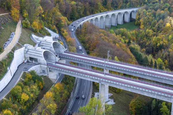Filstal bridge on the Stuttgart to Ulm high-speed railway line. The bridge is the third highest