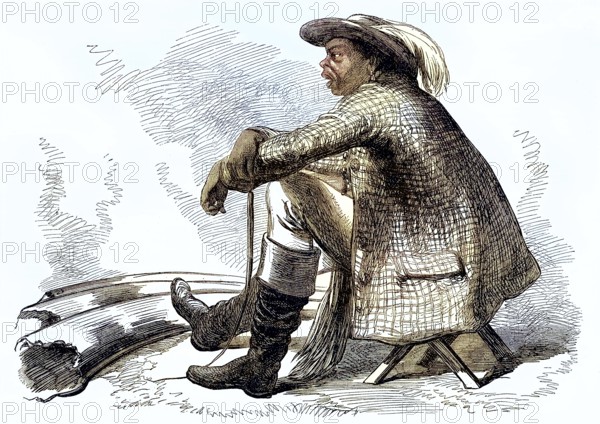 A leader, chief, of the Bechuanas with elephant tusks, in 1869, Betschuanaland, now Botswana,