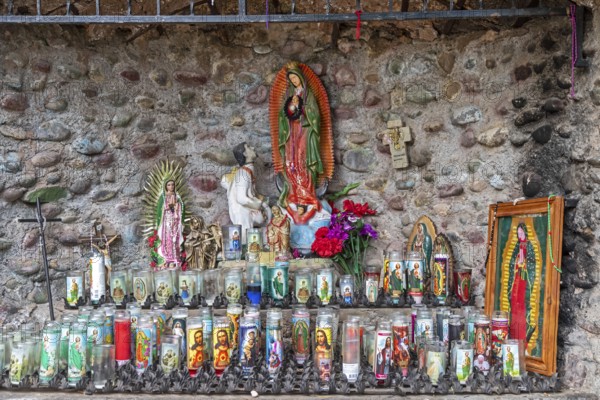 Chimayo, New Mexico, Prayer candles at El Santuario de Chimayo, a Roman Catholic pilgrimage shrine