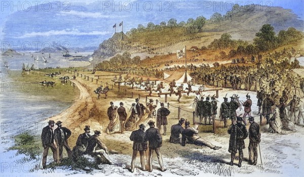 Games of the Caledonian club in San Francisco, Emigrants from Scotland, 1869, America, Historic,