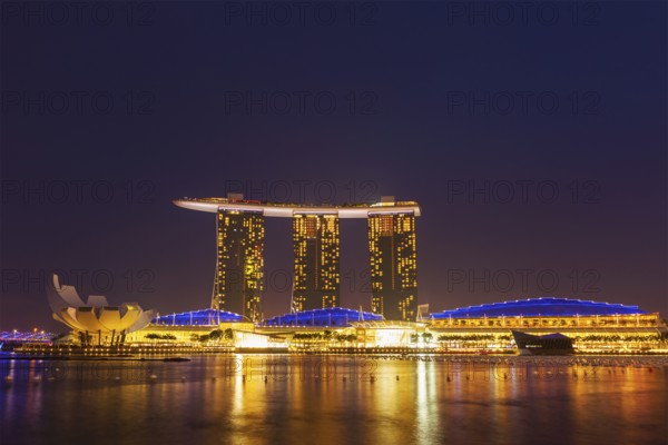 SINGAPORE, JANUARY 1, 2014, : The Marina Bay Sands complex in the night, Marina Bay Sands is an