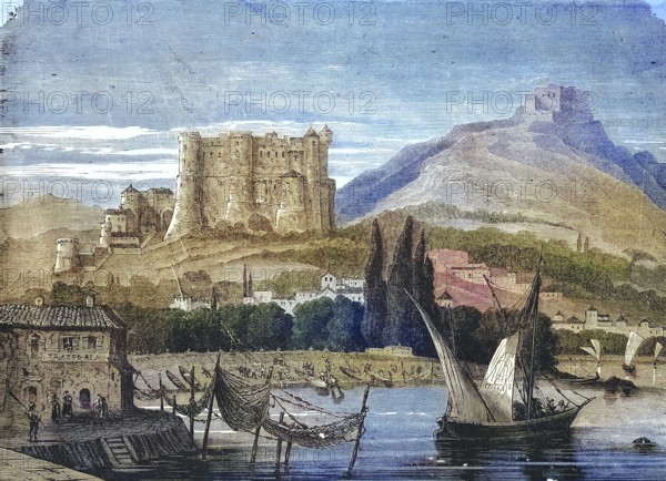 The Fort of La Spezia in Liguria in 1869, Italy, Historic, digitally restored reproduction of a