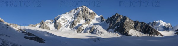 High alpine mountain landscape, summit of the Aiguille de Chardonnet and Glacier du Tour, glaciers