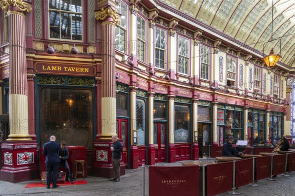Historic covered shopping arcade Leadenhall Market, City of London, London, England, UK architect