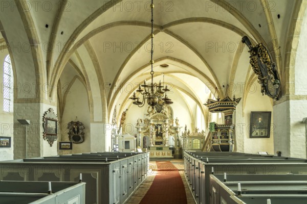 Interior of St Catherine's Church in Trent, Ruegen Island, Mecklenburg-Western Pomerania, Germany,