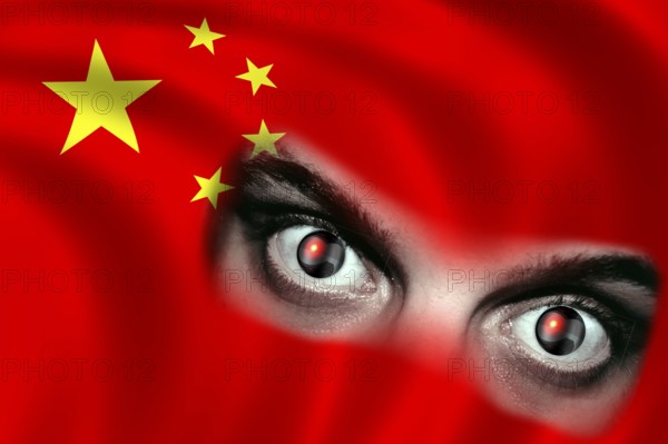 Symbolic image, China, surveillance, social spider web, trade dispute, punitive tariffs, economic