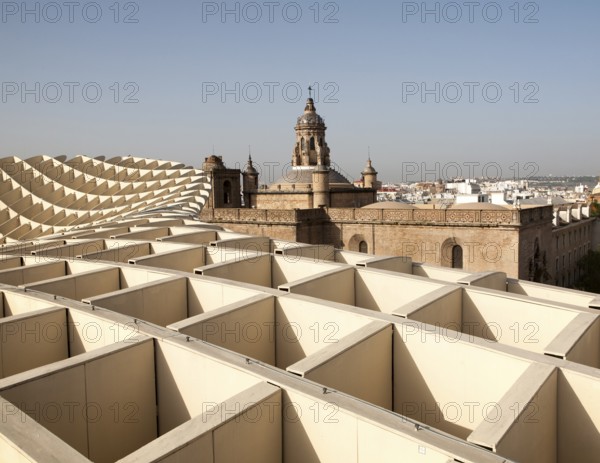 Metropol Parasol wooden structure in Plaza La Encarnación, Seville, Spain, architect Jürgen