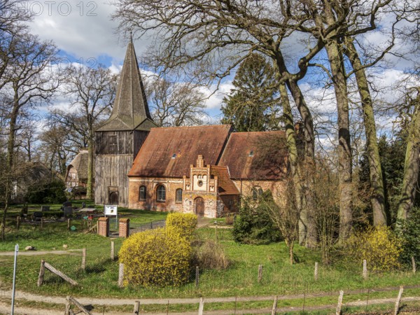 Early spring at the church of Modlich, located a the Elbe cycle route between Domitz and Lenzen,